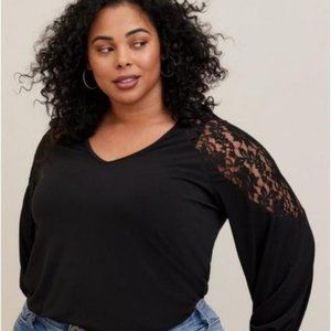 Torrid Black Knit Lace Shoulder Top plus size 4x